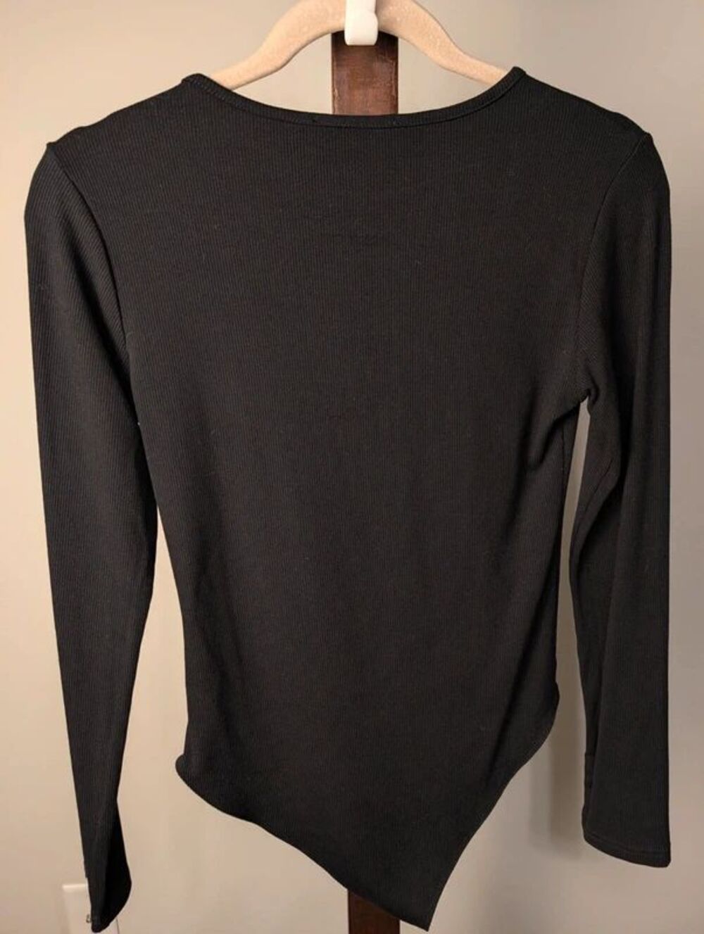 NWT MangoPop Black Ribbed Long Sleeve Henley Bodysuit M - Picture 4 of 6
